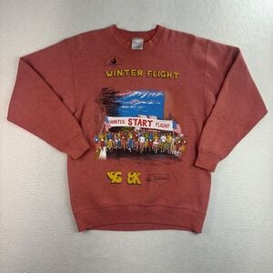Vintage Winter Flight Race Crewneck Sweatshirt Men M Red USA Oneita 90s Carolina